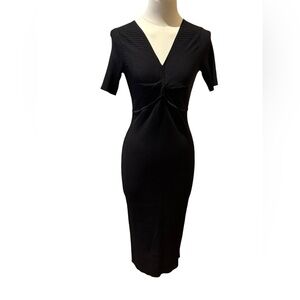 NWT - Universal Standard Twist Knit Ribbed Midi Dress in Black Size Small